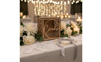 Party Decoration Wooden Wedding Card Box Romantic Design Hollow Wedding Card Holder Large Capacity Wooden Envelope Box for Couples, Brides, Grooms, Valentine