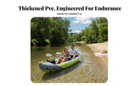 Thickened Design 2-Person Inflatable Fishing Boat Foldable 2-Person Inflatable Boat Puncture Resistant Tandem Kayak Adjustable Padded Seats for Families, Beginners, Rivers, Coastal Waters, Recreational Cruising, Calm Sea