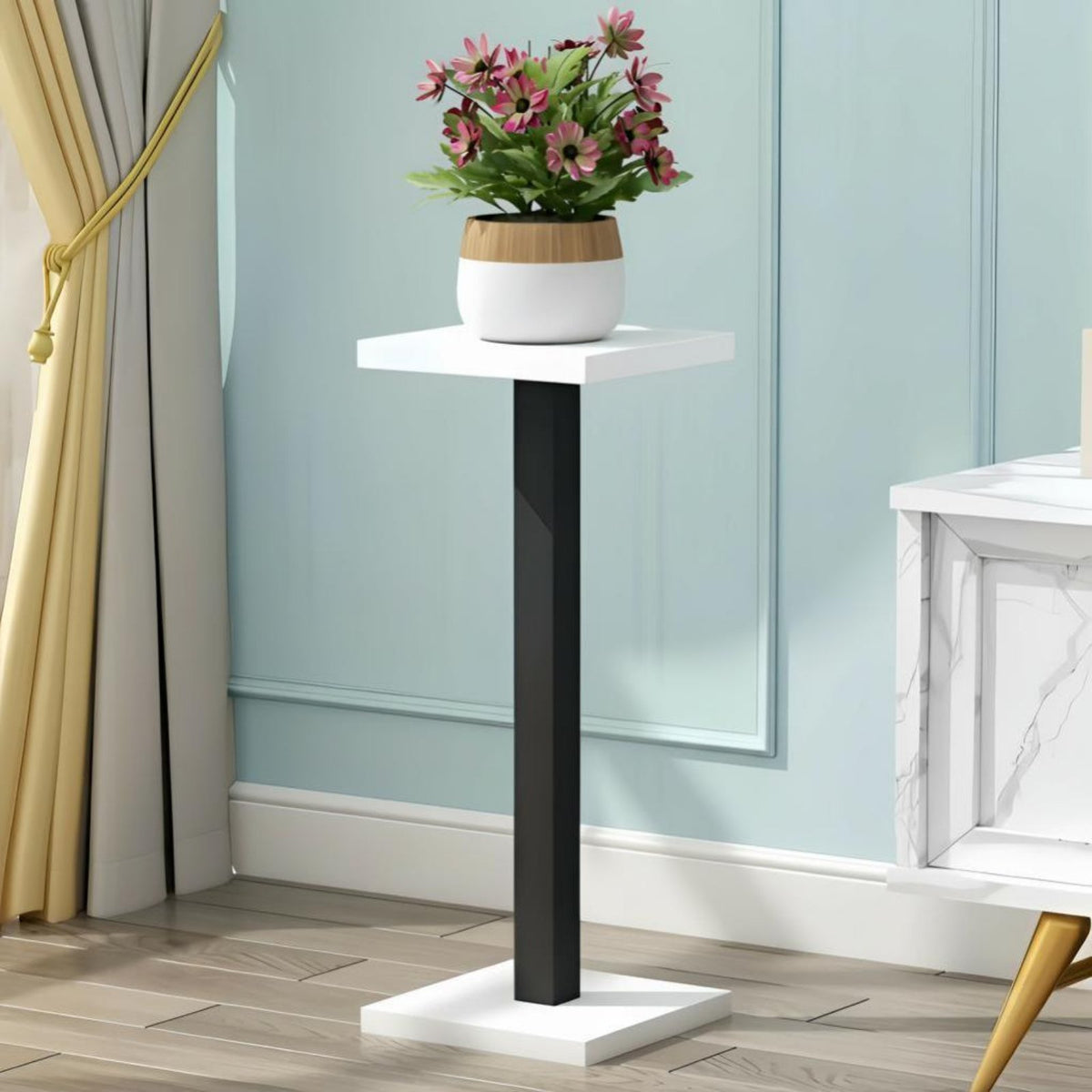 Floor-Standing Single-Leg Planter Stand Creative Design Single Pot Riser Space-Saving Plant Accessory Rust-Resistant for Gardeners, Home Decorators, Apartment Dwellers, Balcony, Living Room, Indoor, Bedroom