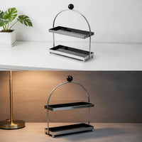 Countertop Rack with Trays 2-Tier Metal-Tier Storage Rack Space-Saving Countertop Shelf Organizer for Vanity, Dresser