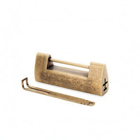 Engraved Scrollwork Brass Sliding Lock Traditional Pattern Antique Bronze Lock Looped Key Gate Sliding Bolt