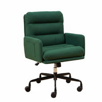 360-Degree rotate Upholstered Shell Chair with casters Elegant Design Rolling Seat Height Adjustable Vanity Stool Soft Upholstery for Home Workers, Beauticians, Students, Nail Salon, Bedroom, Study Room