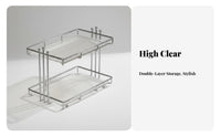 Light Luxury Design Acrylic Vanity Organizer Space Saving 2-Tier Acrylic Shelf Easy to Clean for Women, Homeowners, Bedroom, Dresser, Office
