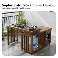 1 Piece Solid Wood Kung Fu Tea Table Wooden Tea Ceremony Furniture Space Saving Design Mortise and Tenon Joinery Suitable for Balcony Patio Study Homeowners Adults