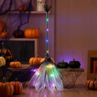 Witch Broom with Lights Light-up Glowing Broom Costume Accessory Multicolor Prop Delicate for Cosplayers, Halloween, Cosplay