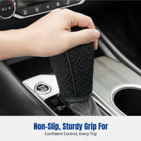 Embossed Leather Gear Cover, Universal Car Gear Knob Sleeve, Handbrake Protector, Anti-Slip, Interior Accessory