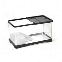 Desktop Aquarium Easy-Drain Aquarium with Drainage Aquatic Pet Tank with Lid Transparent Plastic for Beginners, Office