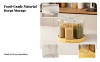Hinged Lid Lids 6-Compartment Grain Dispenser Clear Rotating Grain Container