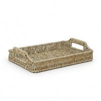 Slim Design Imitation Rattan Tray Rectangular Tray with Handles Versatile Trays Lightweight for Countertop, Bedside, Kitchen, Bathroom