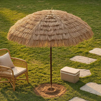 Parasol Fringe Trim Thatched Parasol Swivel Outdoor Shade