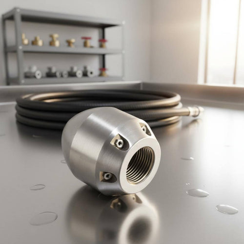 1 Front 6 Rear Jet Spray Head High Pressure Pipe Dredging Spray Head Sewer Cleaning Head Ceramic Center for Plumbers
