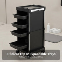 Hairstylist Tool Cart Pull-Extendable Drawers Hair Stylist Rolling Station Rolling Salon Trolley Multipurpose Cosmetic Equipment