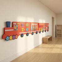 Children's Train Activity Board Fine Motor Skills Train Wall Busy Board Solid Wood Educational Activity Center