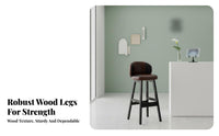 Modern Design Upholstered Low-Back High Stool Built-in Footrest Upholstered Stool with Backrest Padded Cushion Counter Chair Stable Frame for Homeowners, Families, Business Owners, Home Bar, Reception Desk, Restaurant, Kitchen Island