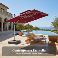 LED Cantilever Umbrella 50+ Protection Offset Umbrella with Lights Crank and Tilt 360-Degree Rotation Degree Rotating for Homeowners, Terrace, Deck