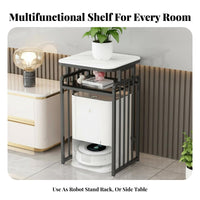 Multi-Functional Robot Vacuum Stand Space-Saving Robot Vacuum Enclosure Stable Frame Storage Rack Easy Assembly for Apartment Dwellers, Homeowners, Living Room, Next to Sofa, Bedroom, Hallway