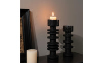 Stone Look Candlestick Textured Finish Black Candle Stand Stable Base Tall Candlestick Holder