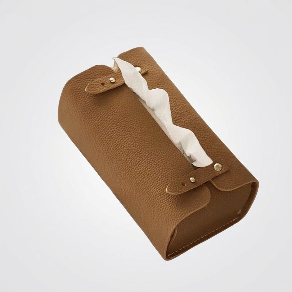 Car Accessories and Faux Leather Tissue Box Holder for Bathroom Decor, Seamless Oval PU Leather Tissue Box for Home Office, Multi-purpose Case