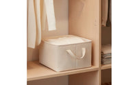 Textile Storage Basket Washable Cotton-Linen Basket with Handles Closet Storage Bin Long-Lasting Sturdy for Wardrobe, Bedroom