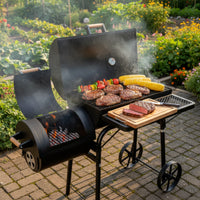 Outdoor Grill with Side Firebox High-Temp Offset Smoker Sturdy Barbecue Movable for Backyard Chefs