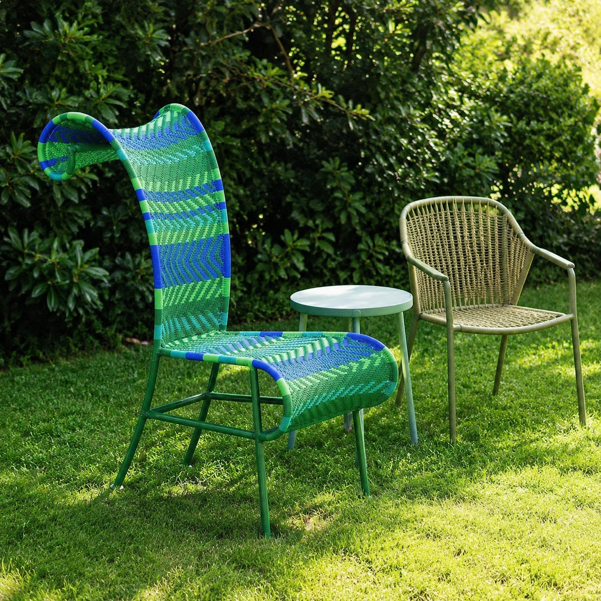 Outdoor Garden Chair, Rattan Style, Designer, High Back, 1 Piece, Water-Resistant & Sun-Resistant