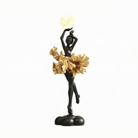 Ballerina Figurine with Glowing Sphere Elegant Ballerina Statue with Light Ballet Girl Figurine Decorative for Dance Lovers