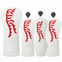 4 Pieces Leather-Like Golf Club Headcovers Sturdy Driver Headcovers Thick Headcover Set Soft for Travel