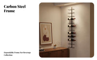 Vertical Vino Display Wall-Mounted Design Vertical Vino Rack Space-Saving Bottle Holder for Restaurant Owners, Homeowners, Dining Room, Under Stairs