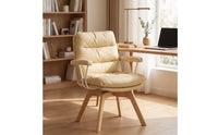 High-Back PU Leather Office Chair Cushioned Office Chair with Padded Arms Ergonomic Adjustable for Telecommuting Workers, Adults, Students, Study Room, Bedroom