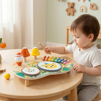 Musical Activity Table Wooden Sound Activity Table Young Child-Friendly Xylophone for Young Children, Preschoolers, Playroom, Nursery, Daycare