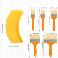 10 Pieces Orange-Handled Paint Brush and Pour Spout Set Labeled Sizes Paint Can Spout Set Yellow Painting Tools Curved