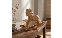 Wooden Rocking Horse Rustic Rocking Horse Figurine Handcrafted Tabletop Decor for Shelf, Entryway