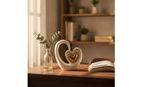 Ceramic Heart Sculpture Elegant Ceramic Heart Ornament Glossy Tabletop Ornament for Entryway Table, Bookshelf, Desk