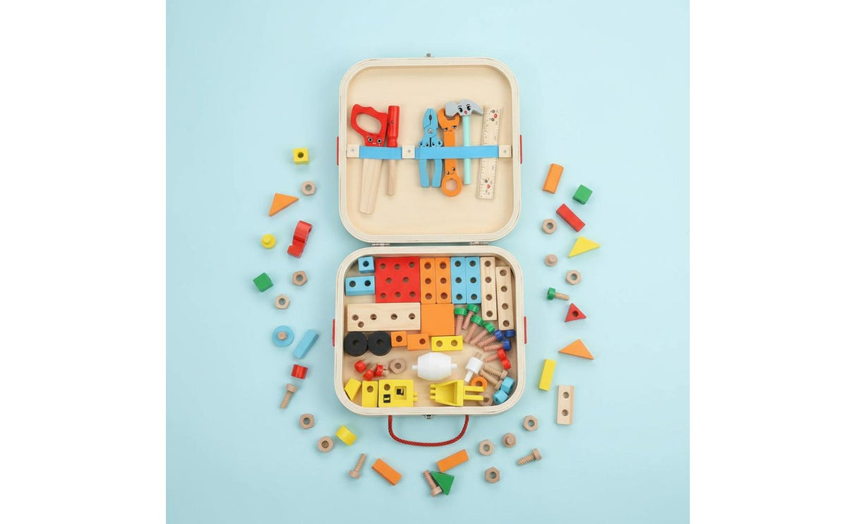 Develops Fine Movement Skills Wooden Tool Box Toy Hands-On Learning Wooden Tool Set Child-Safe Design Toddler Toolbox Toy Encourages Creativity for Preschoolers, Toddlers, Preschool, Kindergarten, Playroom