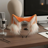 Faux Animal Ear Headband Handmade Animal Ear Cosplay Headwear Soft & Comfortable Fuzzy Animal Ears for Girls, Women, Live Broadcasting, Parties