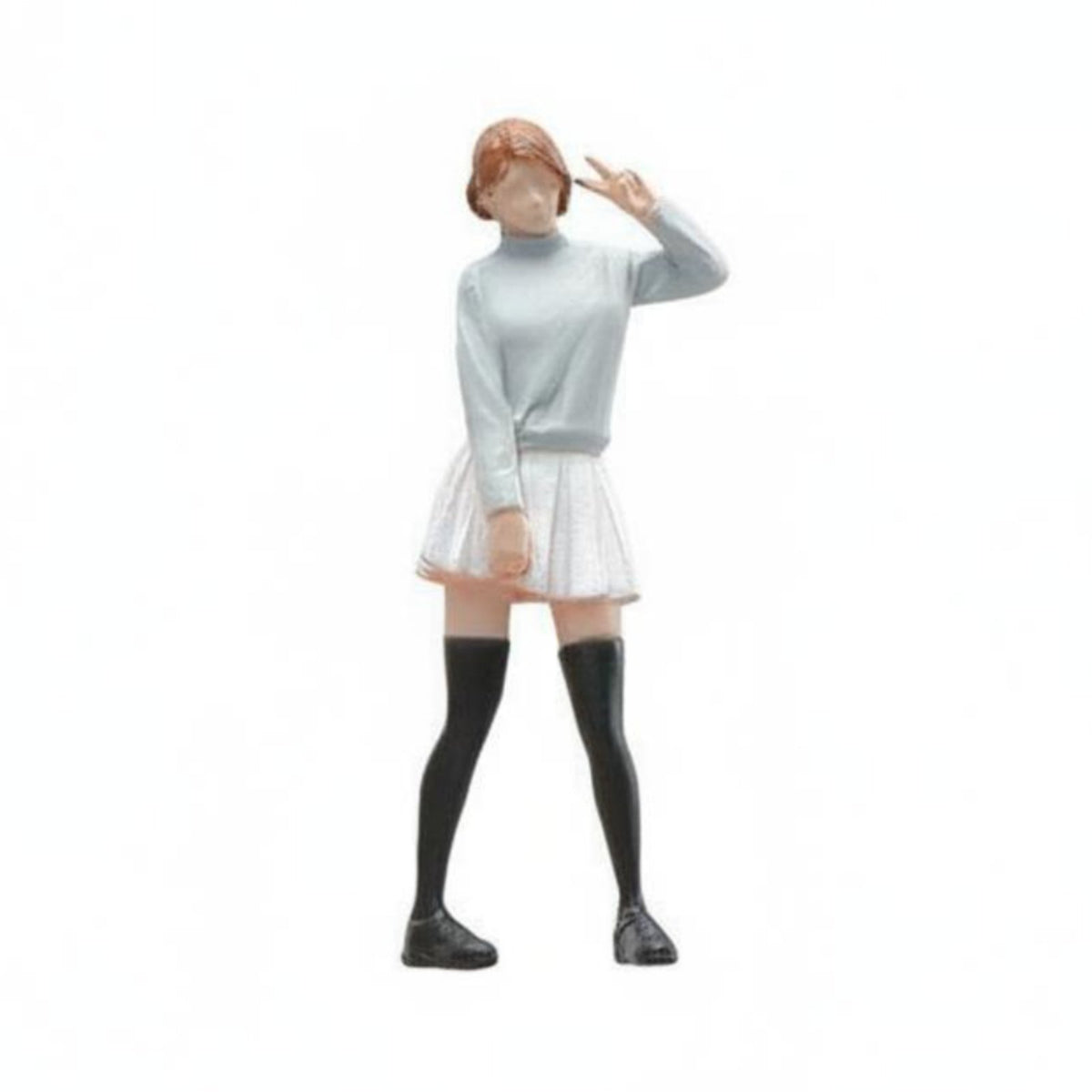 1:64 Scale Female Figure 3D Printed JK Style Mini Figurine Hand Painted Model Car Scene Figure for Hobbyists, Collectors