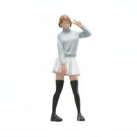 1:64 Scale Female Figure 3D Printed JK Style Mini Figurine Hand Painted Model Car Scene Figure for Hobbyists, Collectors