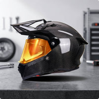 Lightweight Carbon Fiber Helmet | Aerodynamic, Helmet with Peak Visor, for Motorcycling