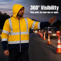 Men's Reflective Striped Fleece Hoodie Workwear