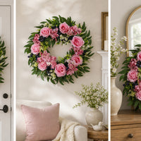 Rose and Peony Wreath Spring Wreath with Pink Roses Summer Lush for Entryway, Wall Decor