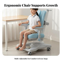 Adjustable Study Chair Dynamic Back Support Adjustable Student Chair Firm-Density Foam Cushion for Primary School Students, Girls, Home, Bedroom