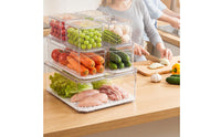 7 Pieces Fridge Organizer Stackable Fridge Storage Container with Lids Transparent Bins for Kitchen, Meal Prep