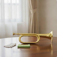 Ceremonial Brass Bugle with Gloves Compact Instrument Long-Lasting for School Bands