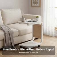 With casters C-Shaped Rolling Table Space-Saving Rolling C-Shaped Table Minimalist Design Household Furniture Multi-Functional for Home Office Workers, Apartment Dwellers, Homeowners, Living Room, Bedroom, Small areas