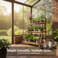 Mobile with Lockable Wheels 3-Tier Display Rack Space-Saving 3-Tier Foldable Rolling Shelf Sturdy Construction Plant Stand Thickened Frame for Home Decorators, Apartment Dwellers, Homeowners, Balcony, Indoor, Living Room, Sunroom