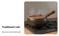 Traditional Iron Wok No Coating Chinese Iron Wok Deep Stir Fry Pan Naturally Non-Stick Thickened Frame for Gas Cooktop