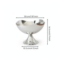 Mirrored Pedestal Tray Silver Finish Flower Rim Tray Footed Display Bowl Electroplated