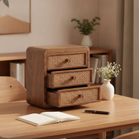 Wooden Cosmetic Storage Cabinet Countertop Makeup Organizer with Drawers Sleek Makeup Storage Cabinet Minimalist for Dressing Table