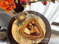 3 Pieces Triangle Woven Basket Set Handmade Versatile Bread and Snack Tray for Dining Table, Living Room, Party
