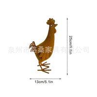 亚马逊跨境花园小鸡铁艺户外庭院金属动物地插草坪艺术品摆件批发